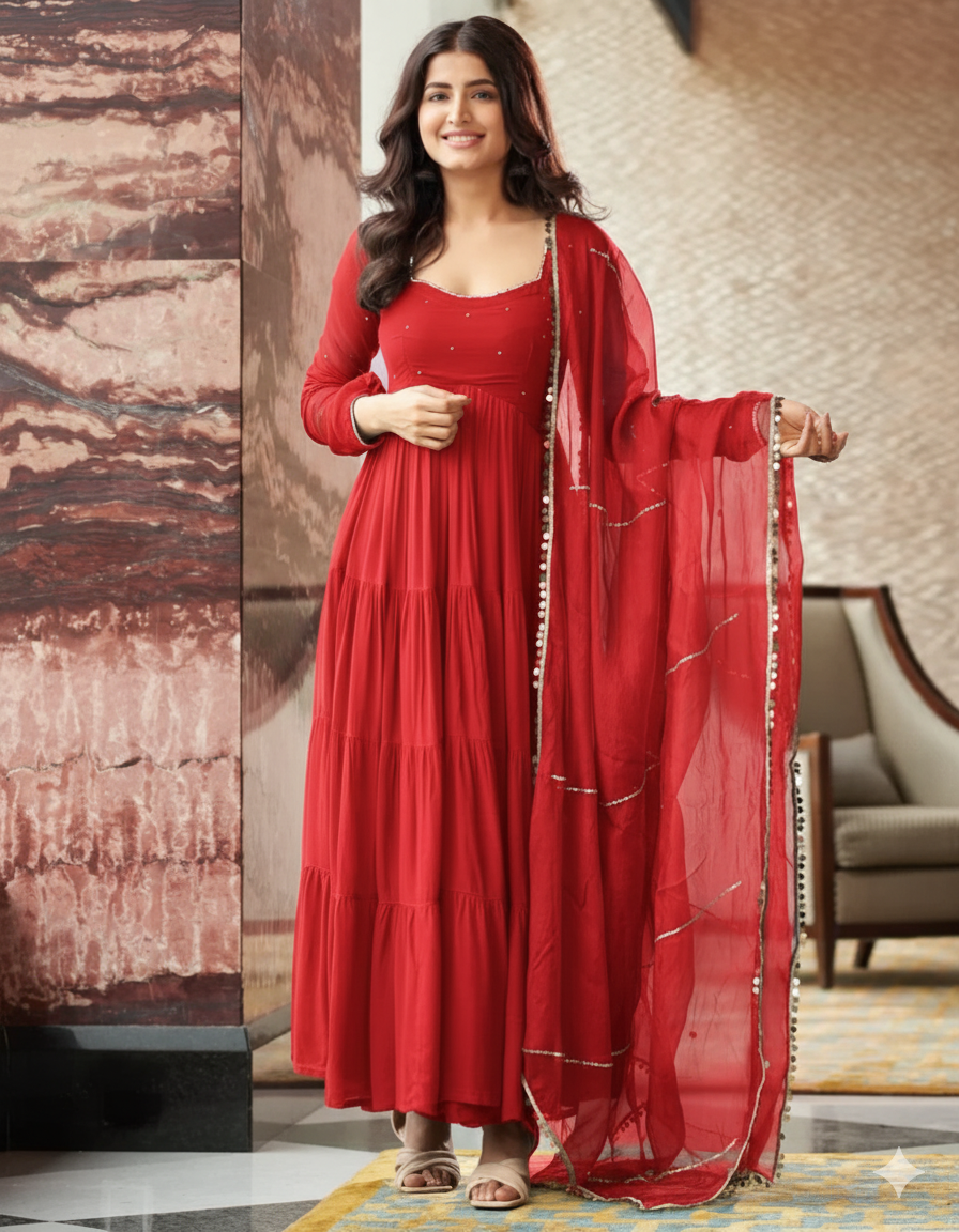 Stitched Georgette Suit Set + Dupatta