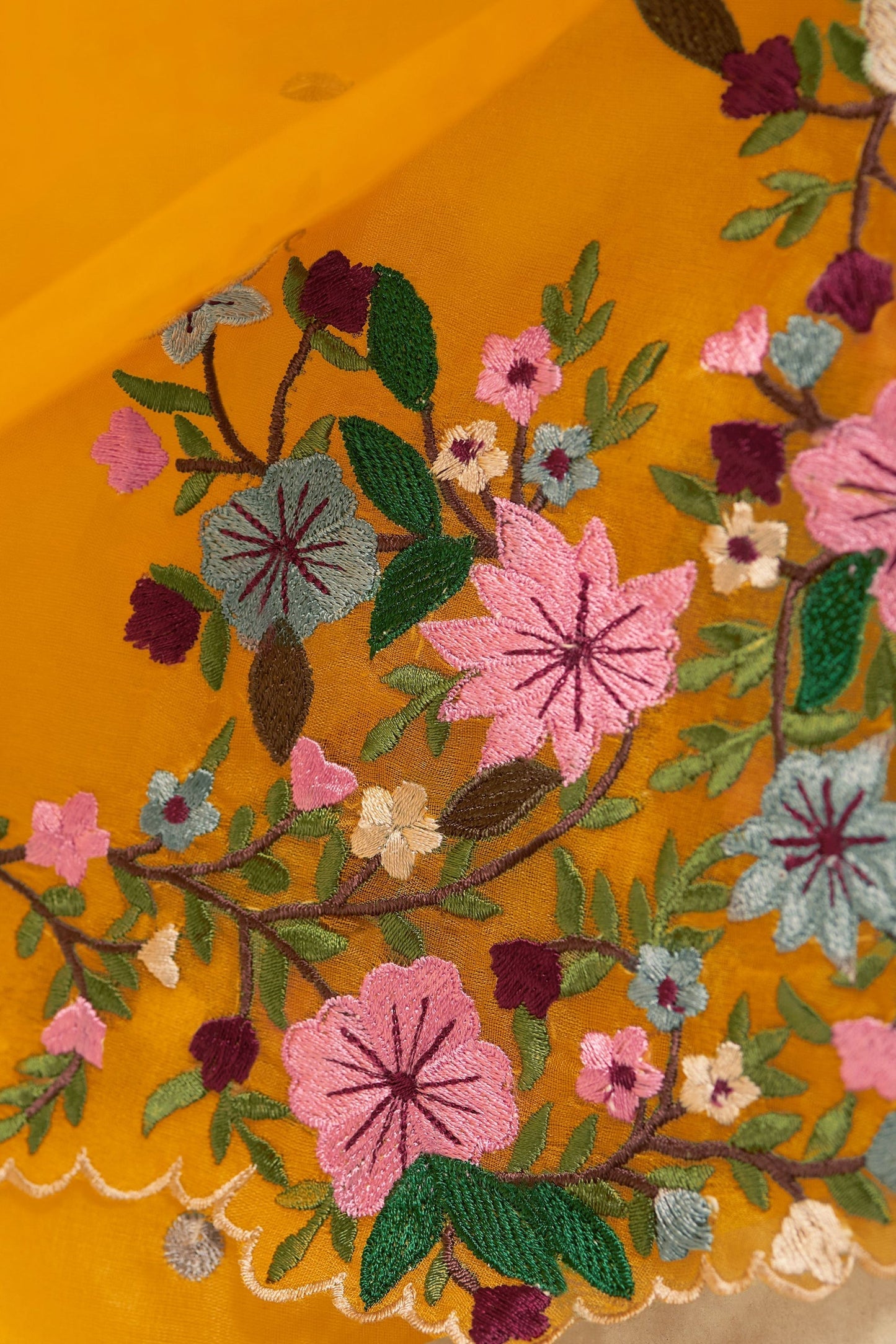 Yellow Real Silk Sharara Kameez Suit - Embroidery Work