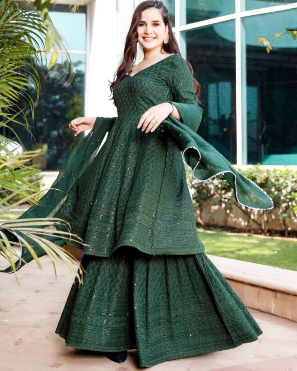 Aromatic Georgette Embroidery Work Palazo Suit With Dupatta