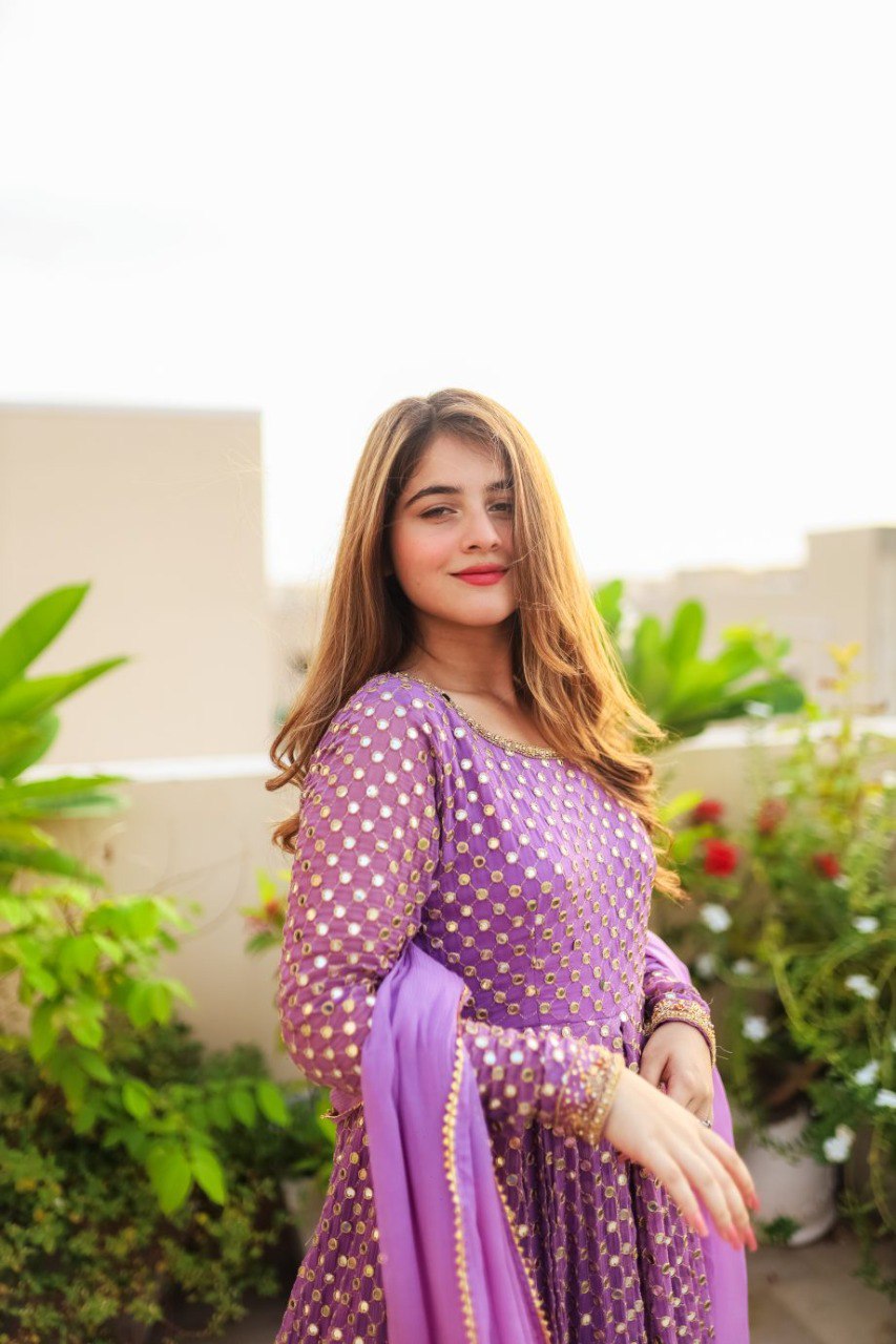 PURPLE COLOURED ANARKALI SUIT SET