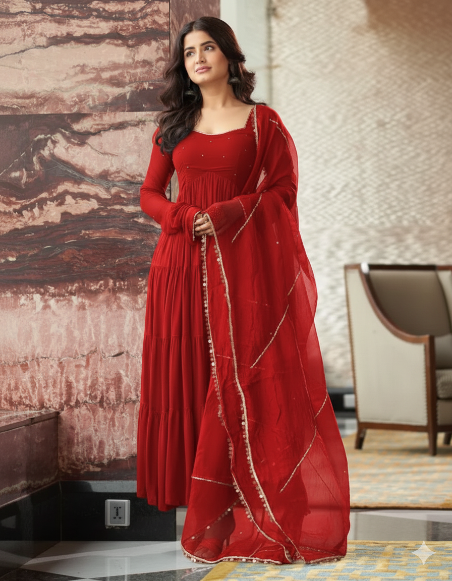 Stitched Georgette Suit Set + Dupatta