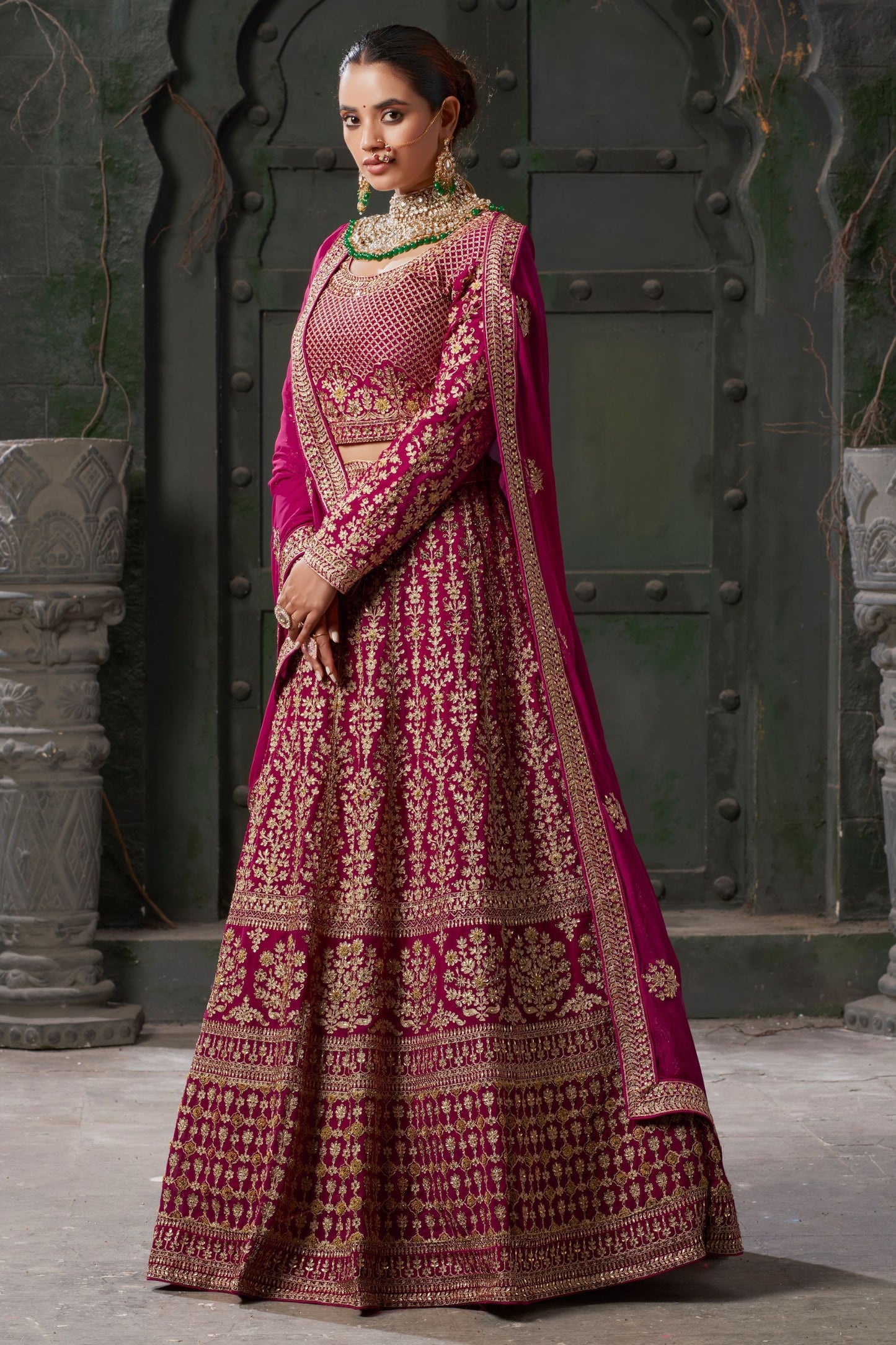 Pink Georgette Lehenga Choli For  Festival &  Wedding - Embroidery Work, Zarkan Work, Codding Work.