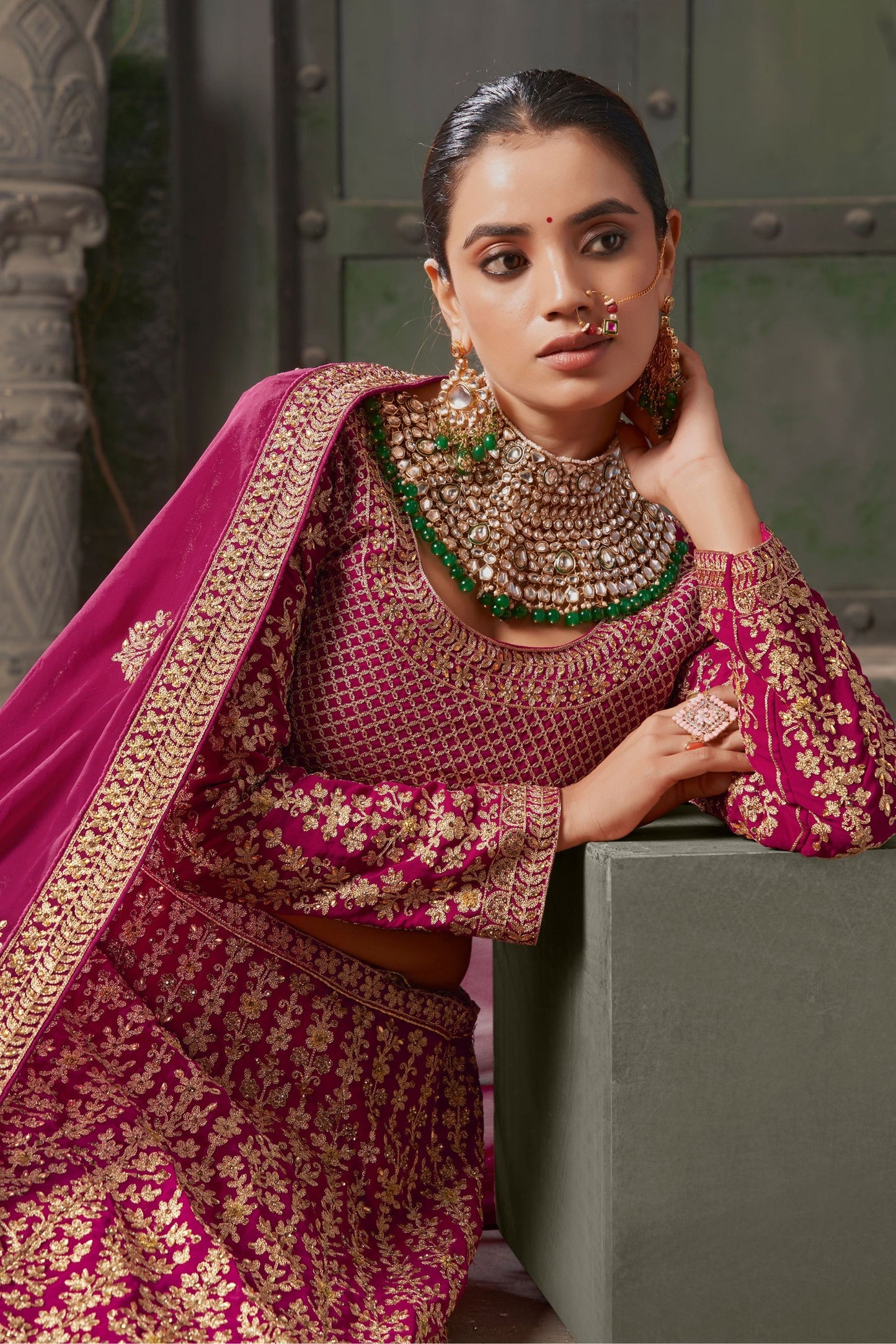 Pink Georgette Lehenga Choli For  Festival &  Wedding - Embroidery Work, Zarkan Work, Codding Work.