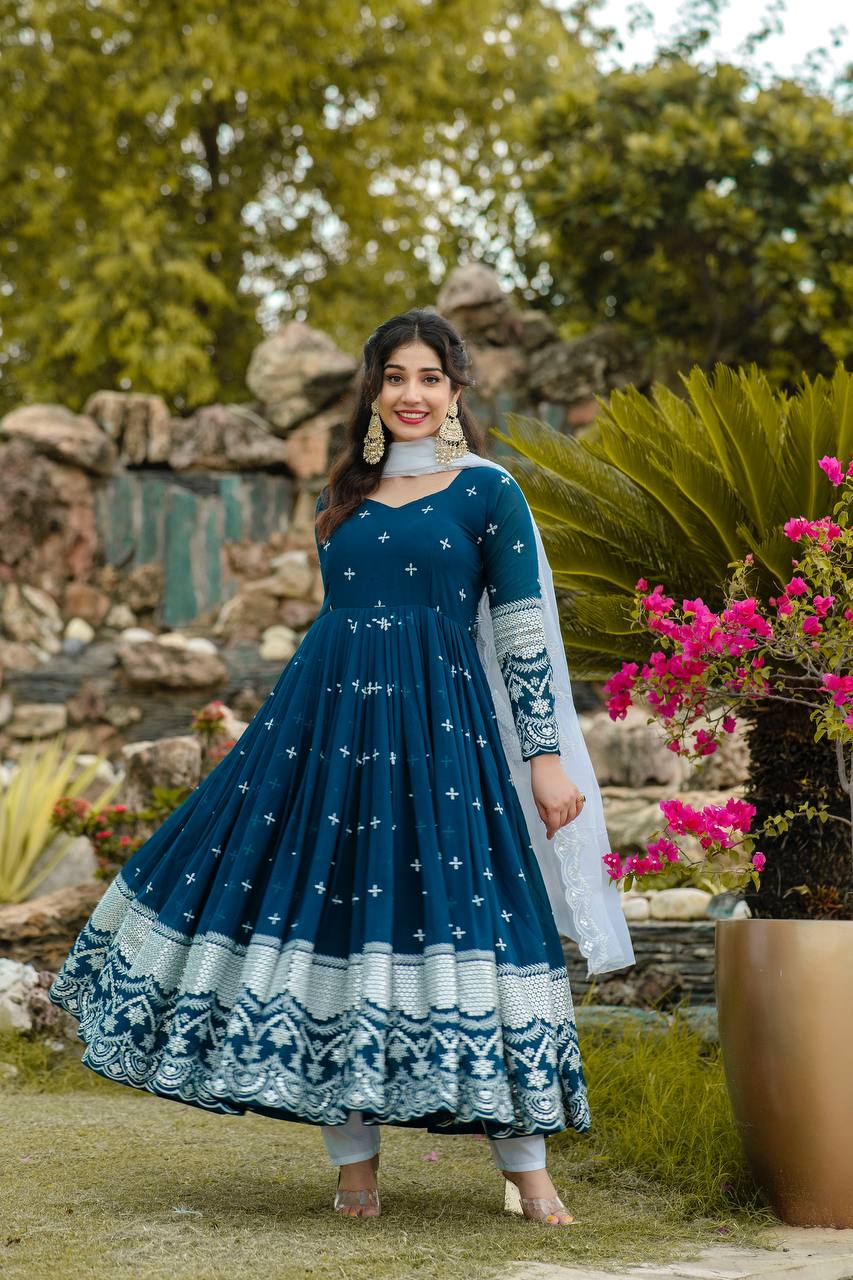 EMBROIDERY WORKED ANARKALI SUIT SET