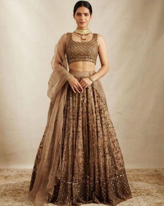 Exclusive Premium Net Emblished Heavy Sequence Work Lehenga Choli With Dupatta