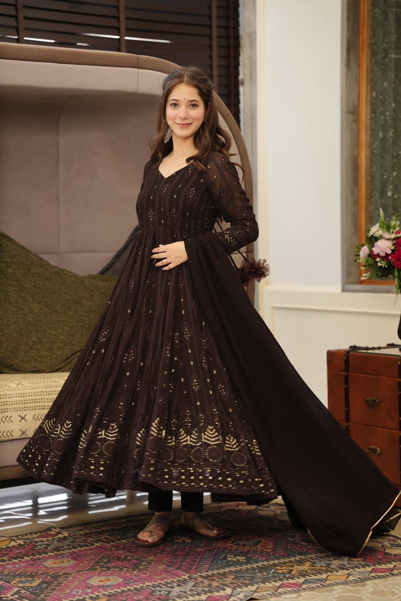 Anarkali Suit – Embroidered Georgette with Sequin Work