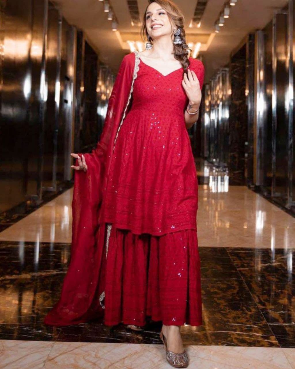 Aromatic Georgette Embroidery Work Palazo Suit With Dupatta