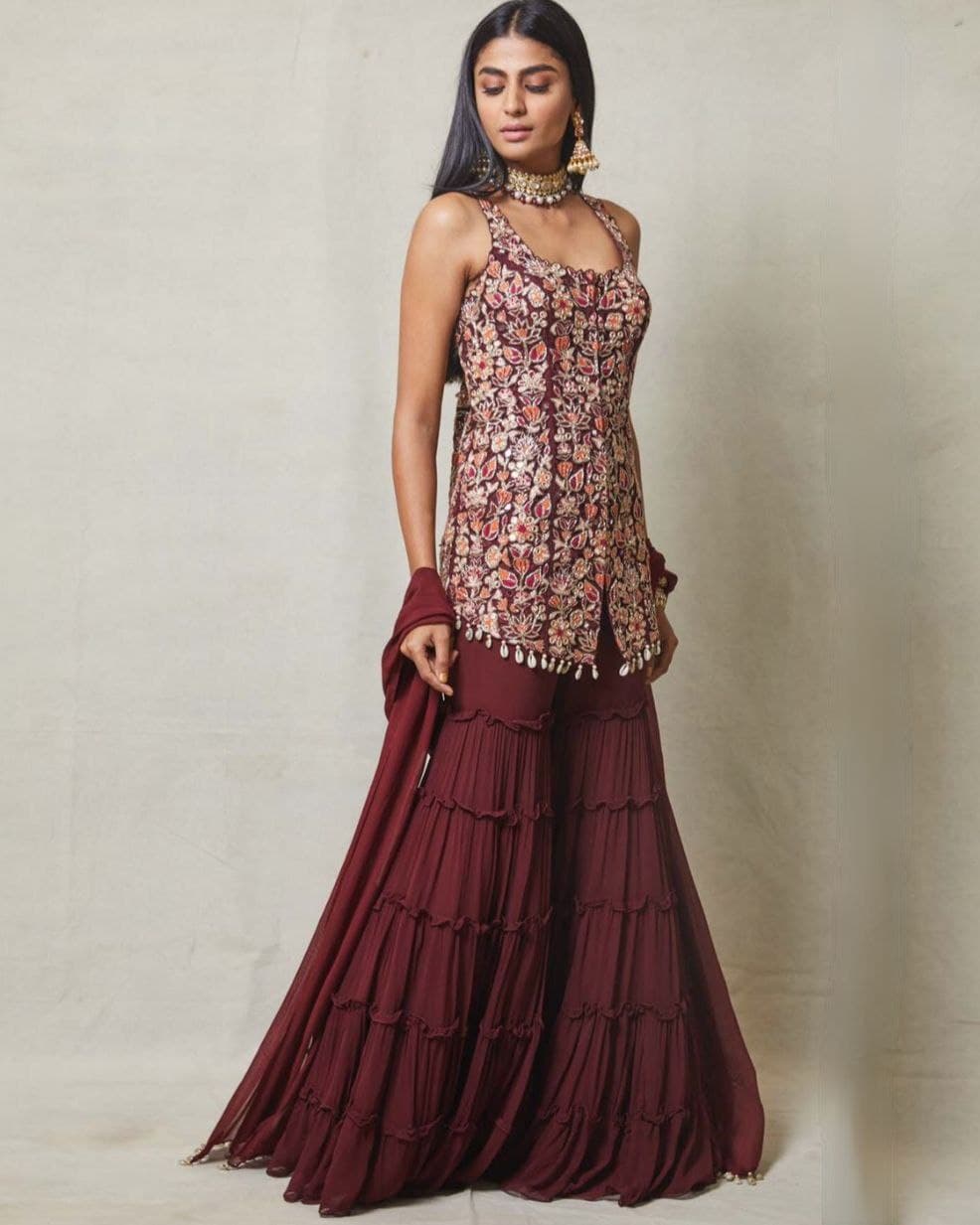 Awesome Heavy Pure Georgette Embroidery Work Sharara Suit With Dupatta