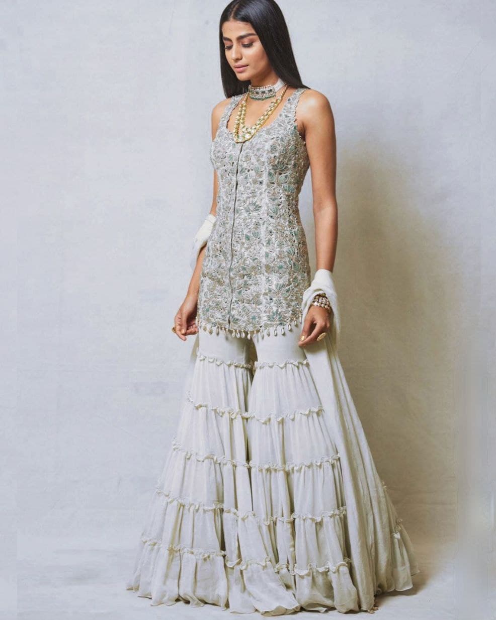 Awesome Heavy Pure Georgette Embroidery Work Sharara Suit With Dupatta