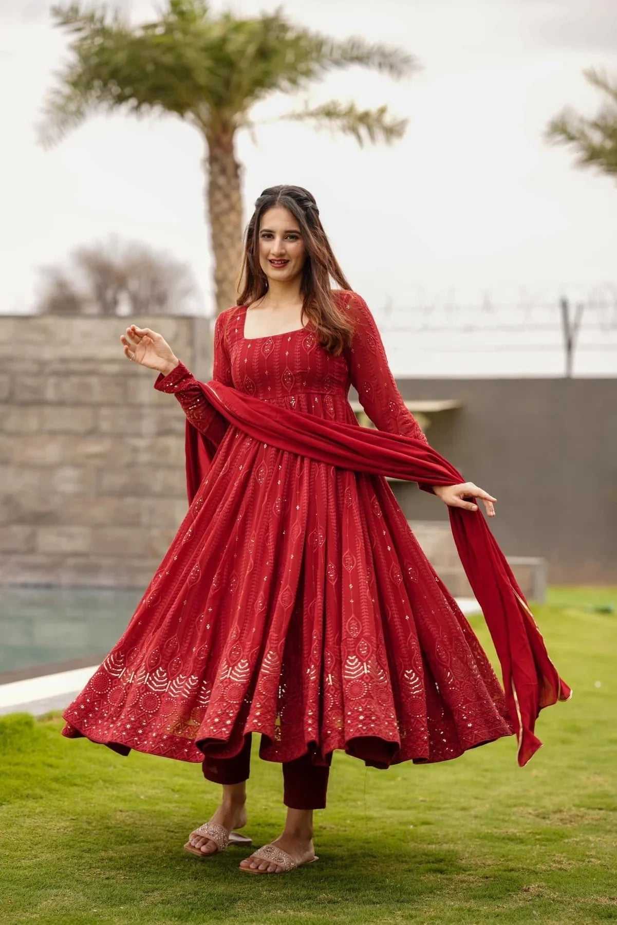 Anarkali Suit – Embroidered Georgette with Sequin Work